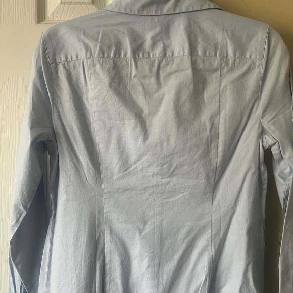 LOFT Jeweled Neck Button Down Fitted Blouse, Small - Picture 3 of 3